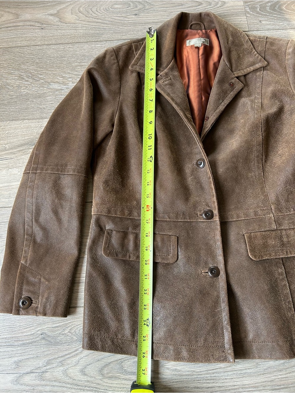 THE TERRITORY AHEAD Leather Blazer Jacket Brown Distressed Size Small - Picture 5 of 10